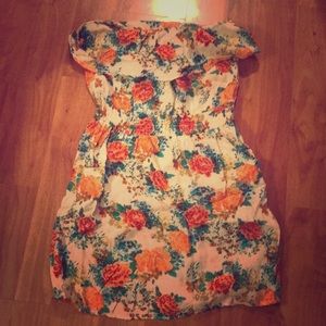 Strapless floral summer dress